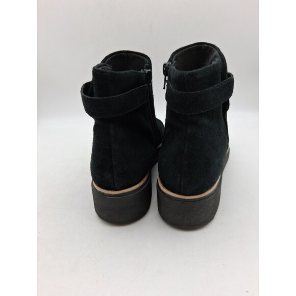 Clarks Collection Women's 9.5 M Sharon Spring Boot Black Suede Wedge Side Zip - Picture 4 of 11